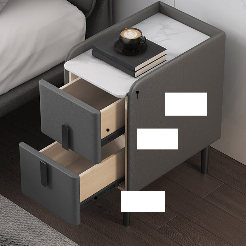 2 Drawers Solid Wood Nightstand Modern Legs Included Night Table ,19.7" Tall