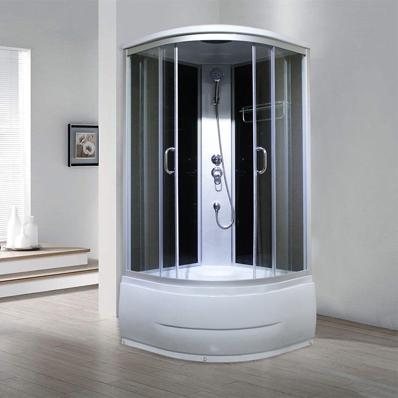 Corner Round Tub & Shower Kit Double Sliding Semi-Frameless Tub & Shower Kit