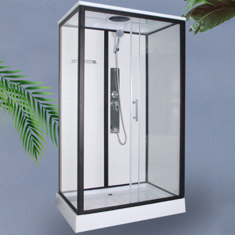 Corner Framed Shower Stall Single Sliding Tempered Glass Shower Stall