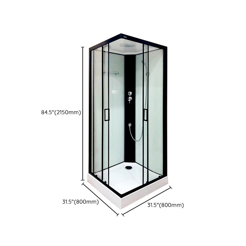 Corner Framed Shower Stall Single Sliding Tempered Glass Shower Stall