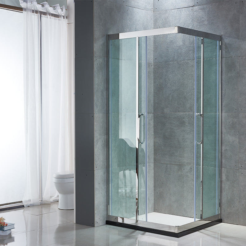 Framed Tempered Glass Shower Kit Corner Double Sliding Shower Kit