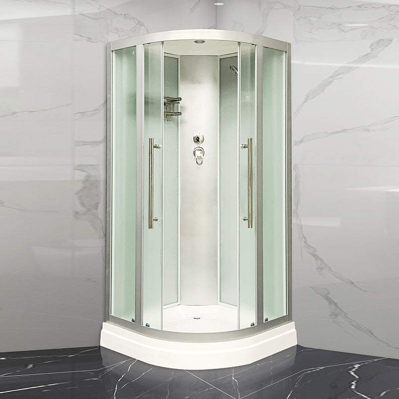 Round Double Sliding Shower Stall Corner Tempered Glass Shower Stall