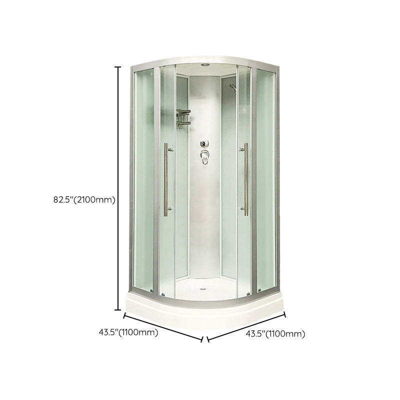 Round Double Sliding Shower Stall Corner Tempered Glass Shower Stall