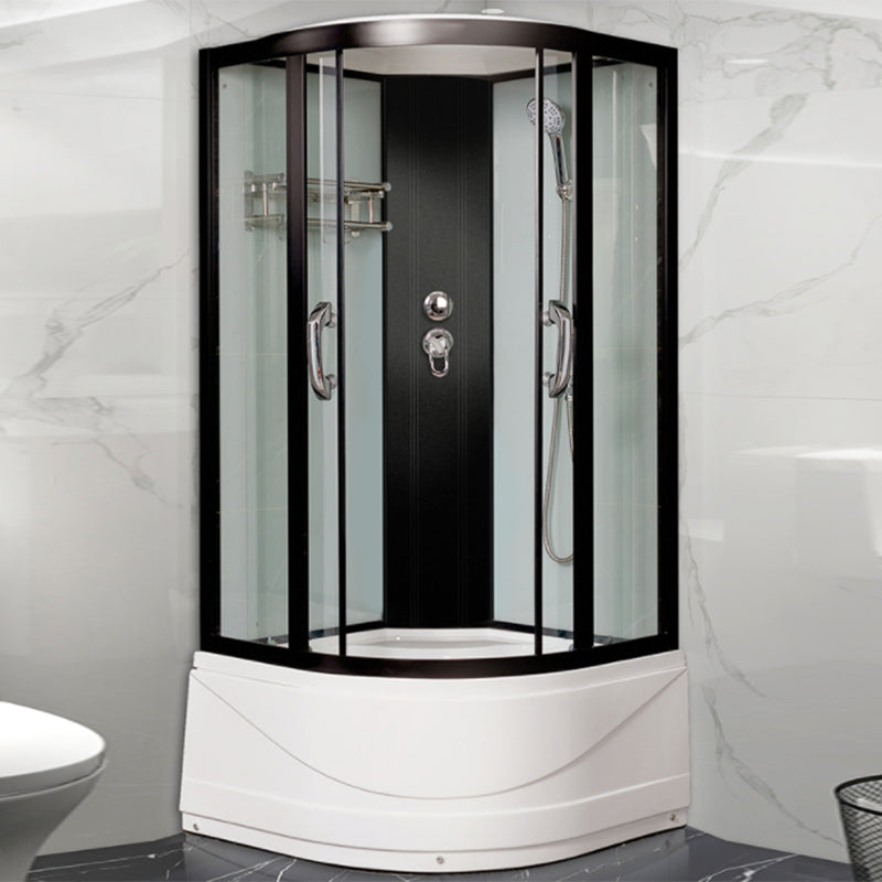 Round Tub & Shower Kit Double Sliding Tempered Glass Tub & Shower Kit