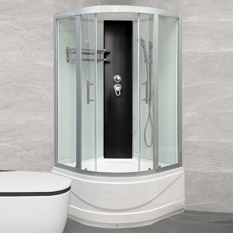 Round Tub & Shower Kit Double Sliding Tempered Glass Tub & Shower Kit