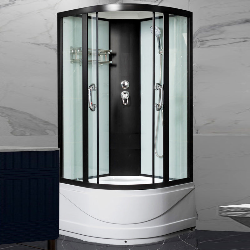 Round Tub & Shower Kit Double Sliding Tempered Glass Tub & Shower Kit