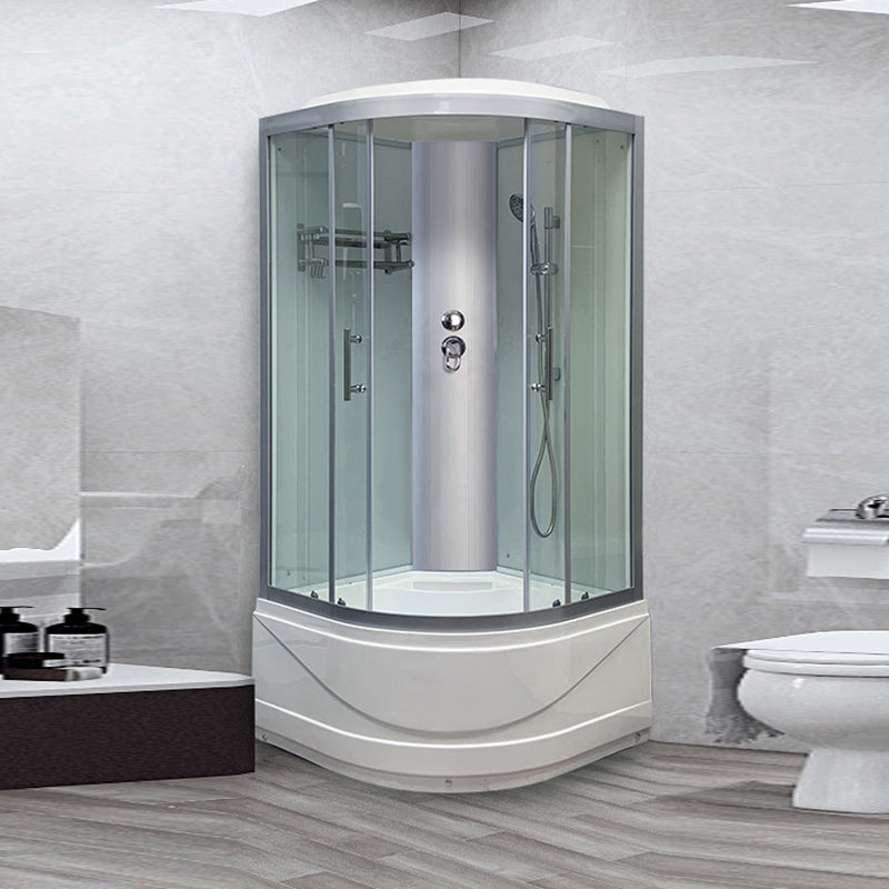 Round Shower Stall Corner Double Sliding Tempered Glass Shower Stall