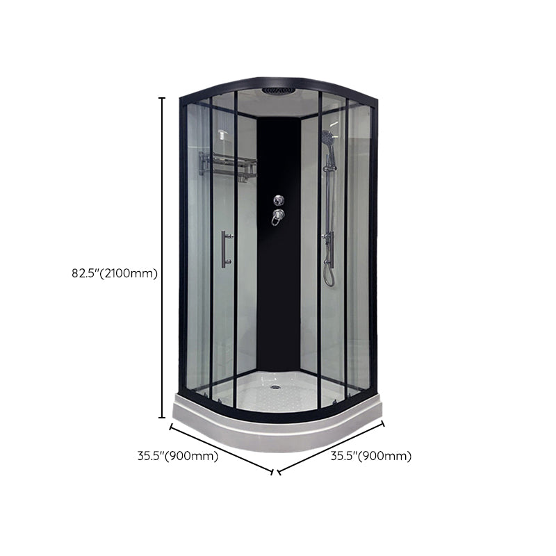 Round Shower Stall Corner Double Sliding Tempered Glass Shower Stall