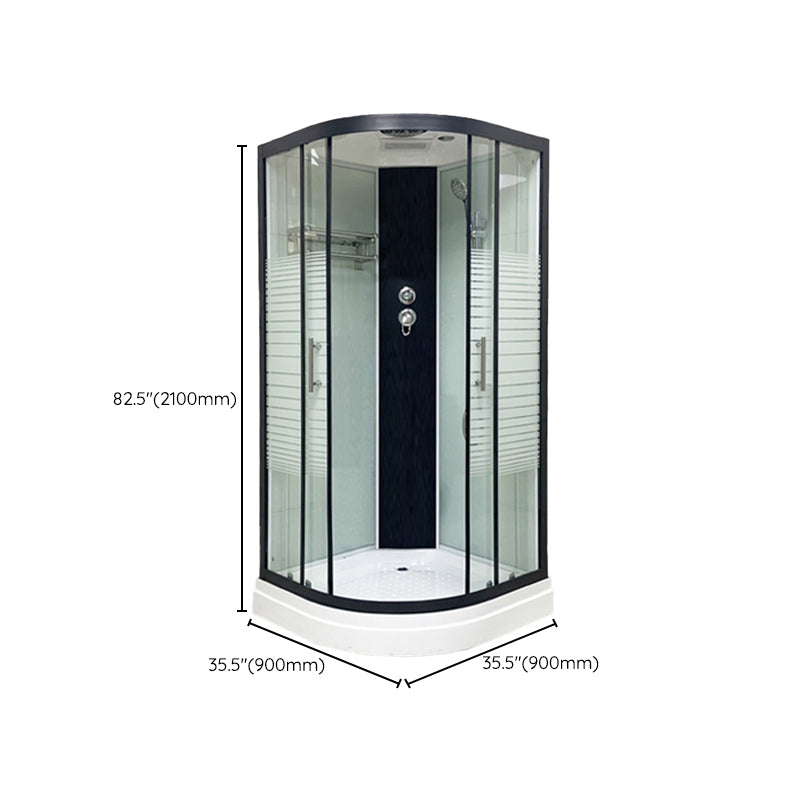 Round Shower Stall Corner Double Sliding Tempered Glass Shower Stall