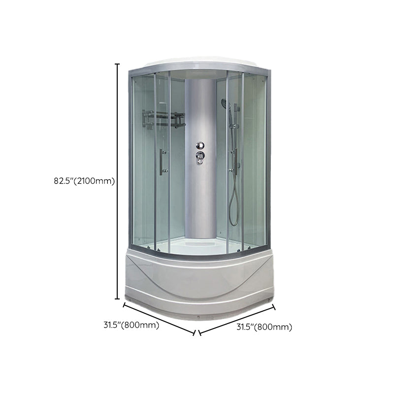 Round Shower Stall Corner Double Sliding Tempered Glass Shower Stall