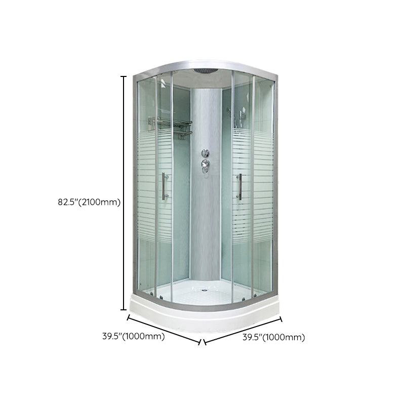 Round Shower Stall Corner Double Sliding Tempered Glass Shower Stall