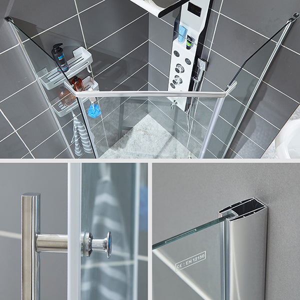 Neo-Angle Shower Kit Pivot Tempered Glass Corner Shower Kit with Fixed Panel