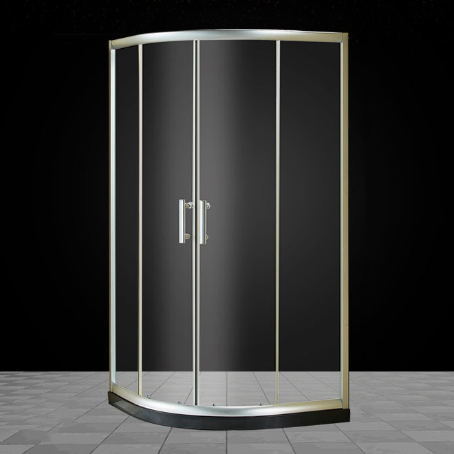 Tempered Glass  Shower Kit Double Sliding Round Shower Kit with Shower Door