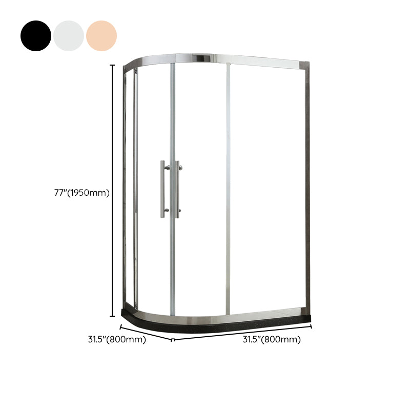 Tempered Glass  Shower Kit Double Sliding Round Shower Kit with Shower Door