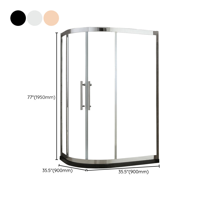 Tempered Glass  Shower Kit Double Sliding Round Shower Kit with Shower Door