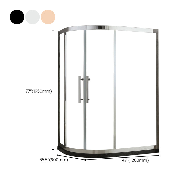 Tempered Glass  Shower Kit Double Sliding Round Shower Kit with Shower Door