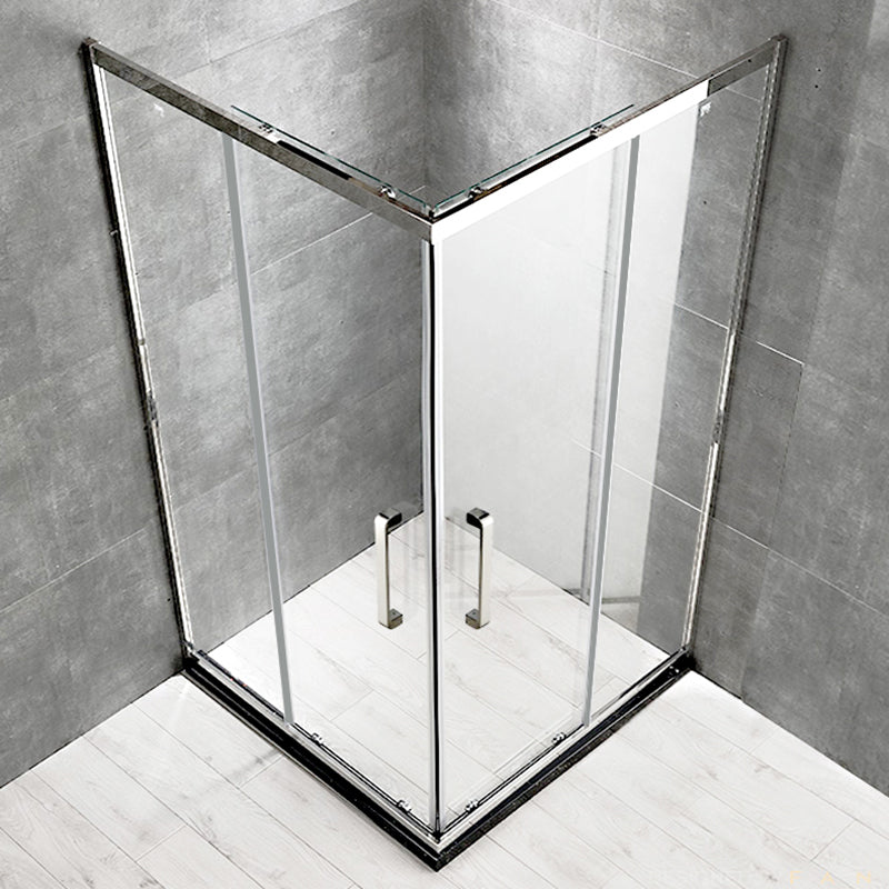 Double Sliding Shower Kit Semi-Frameless Corner Tempered Glass Shower Kit