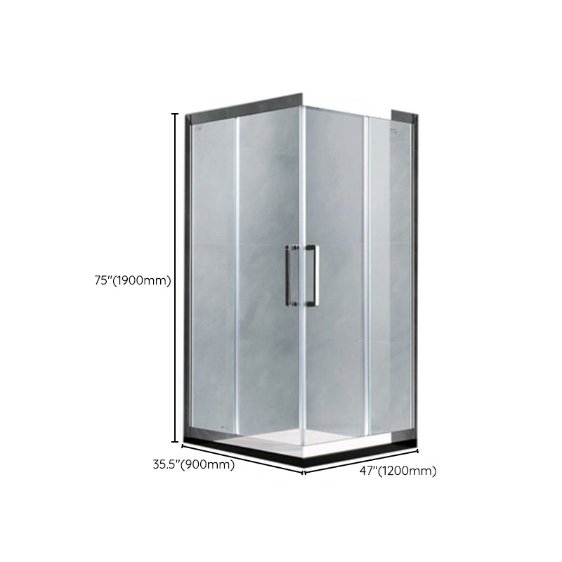 Double Sliding Shower Kit Semi-Frameless Corner Tempered Glass Shower Kit