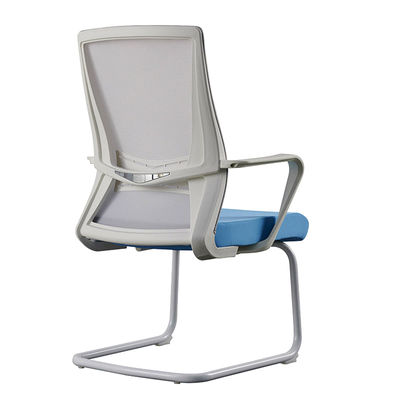 Modern White Frame Office Chair Mid-Back Mesh Chair with Armrest