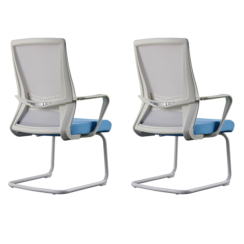 Modern White Frame Office Chair Mid-Back Mesh Chair with Armrest