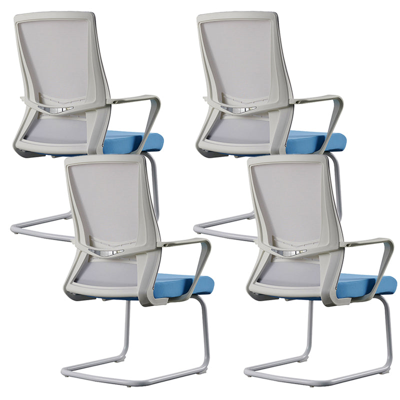 Modern White Frame Office Chair Mid-Back Mesh Chair with Armrest