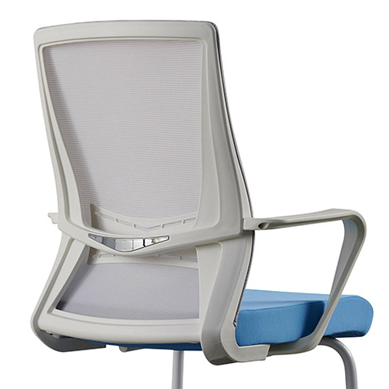 Modern White Frame Office Chair Mid-Back Mesh Chair with Armrest