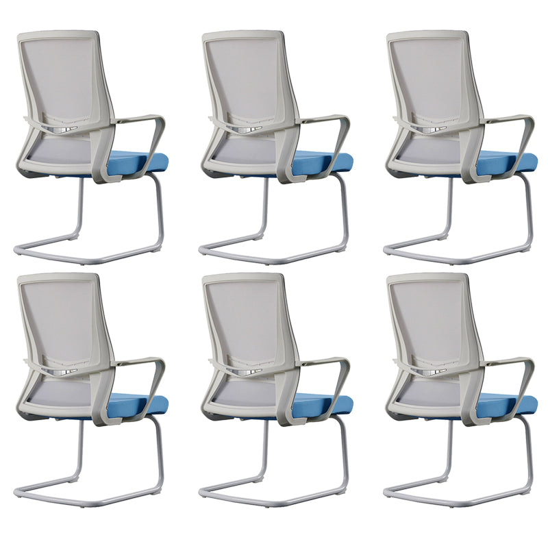 Modern White Frame Office Chair Mid-Back Mesh Chair with Armrest