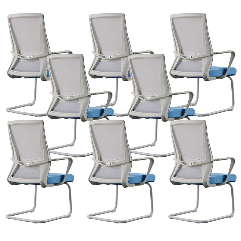 Modern White Frame Office Chair Mid-Back Mesh Chair with Armrest