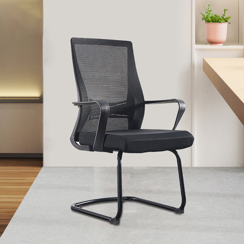 Black Mid-Back Office Chair Mesh Chair with Armrest Desk Chair