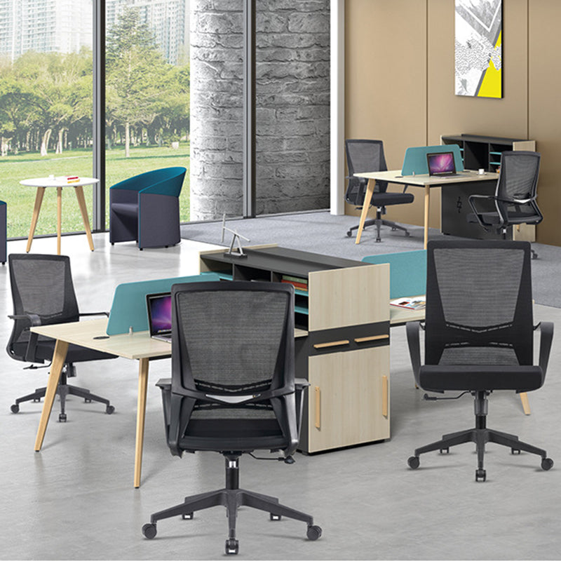 Black Mid-Back Office Chair Mesh Chair with Armrest Desk Chair