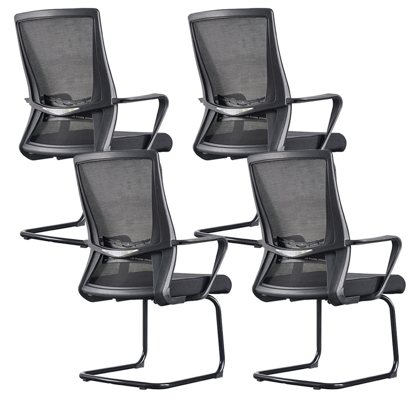 Black Mid-Back Office Chair Mesh Chair with Armrest Desk Chair