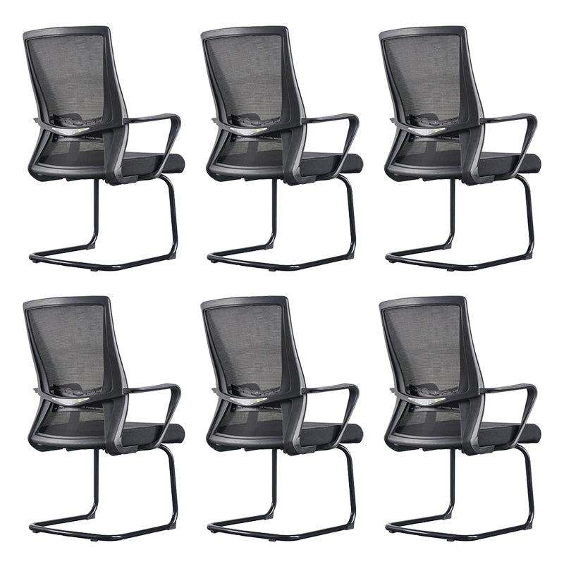 Black Mid-Back Office Chair Mesh Chair with Armrest Desk Chair