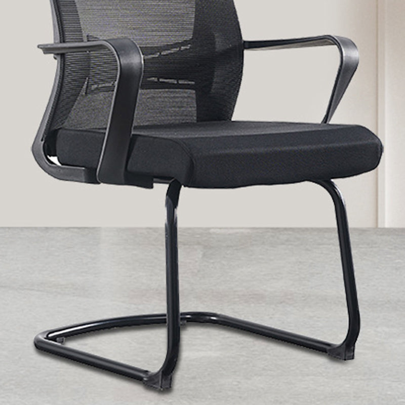 Black Mid-Back Office Chair Mesh Chair with Armrest Desk Chair