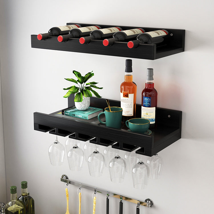 Industrial Solid Wood Wine Rack Kit Wall Mounted Wine Glass Stemware Rack Holder