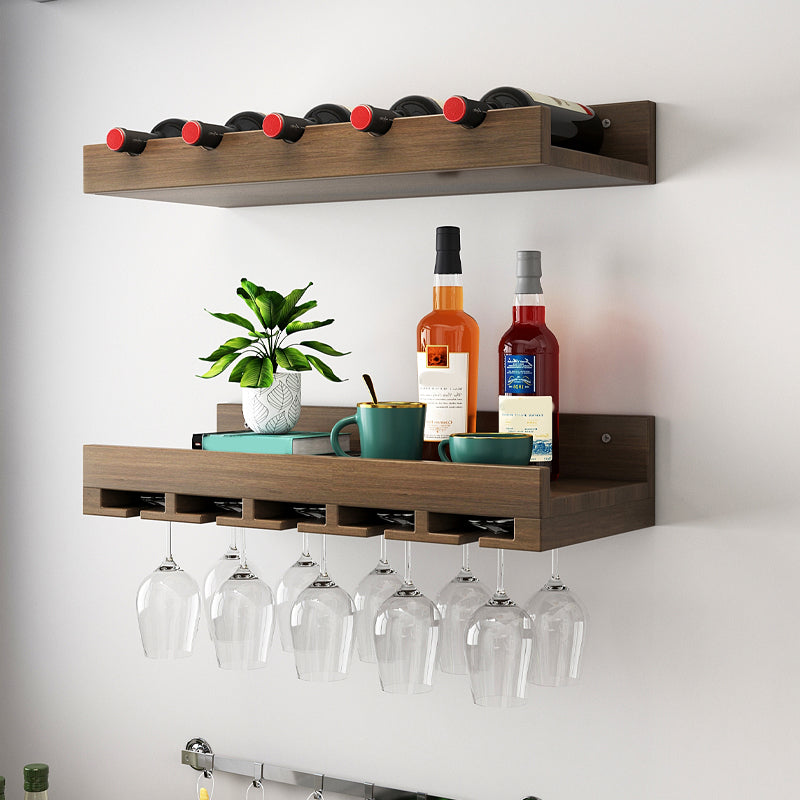 Industrial Solid Wood Wine Rack Kit Wall Mounted Wine Glass Stemware Rack Holder