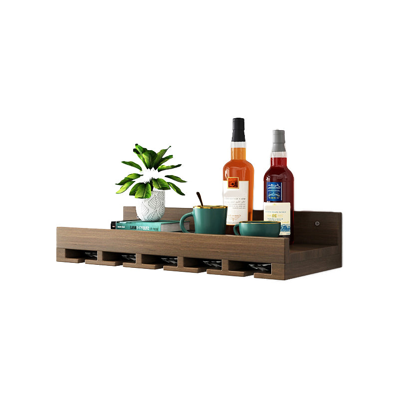 Industrial Solid Wood Wine Rack Kit Wall Mounted Wine Glass Stemware Rack Holder