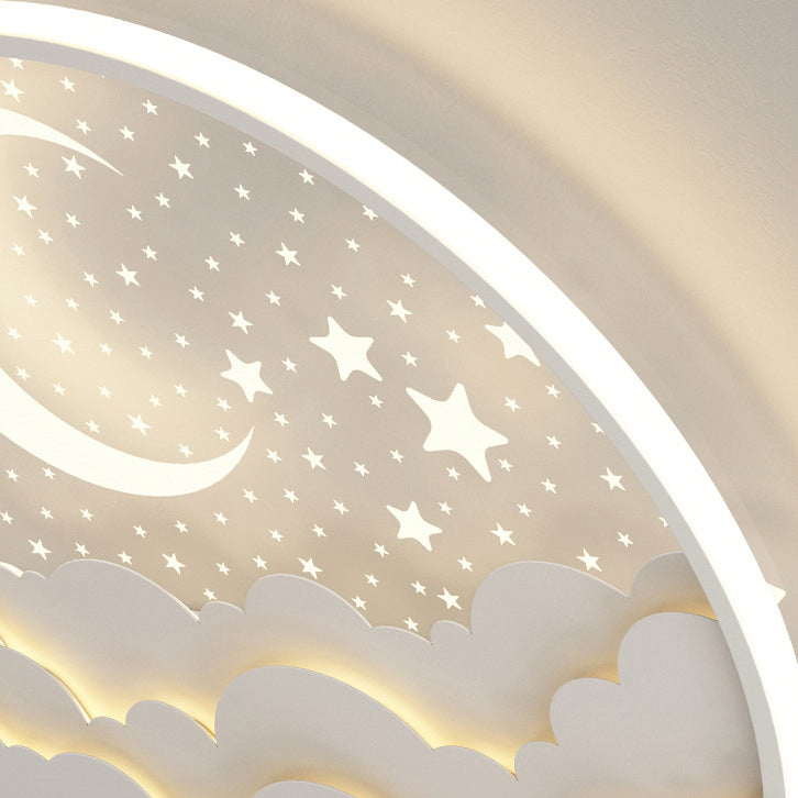 Moon Shape Flush Light Modern Style Metal 2 Lights Flush Mount for Bedroom