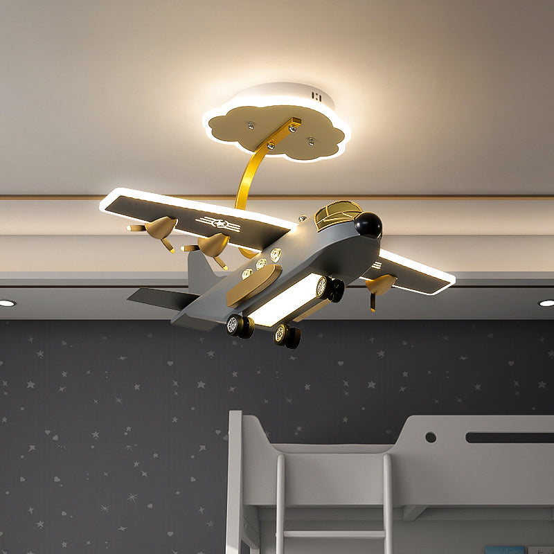 Modern LED Ceiling Lamp Plane Shade Flush Mount Light Fixture for Kids' Room