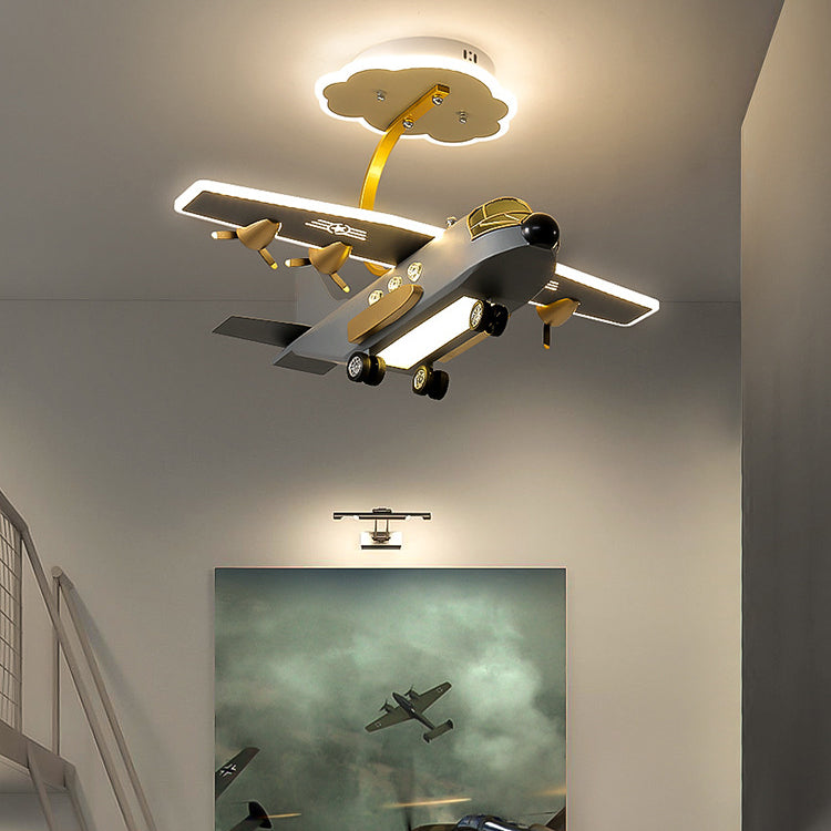 Modern LED Ceiling Lamp Plane Shade Flush Mount Light Fixture for Kids' Room