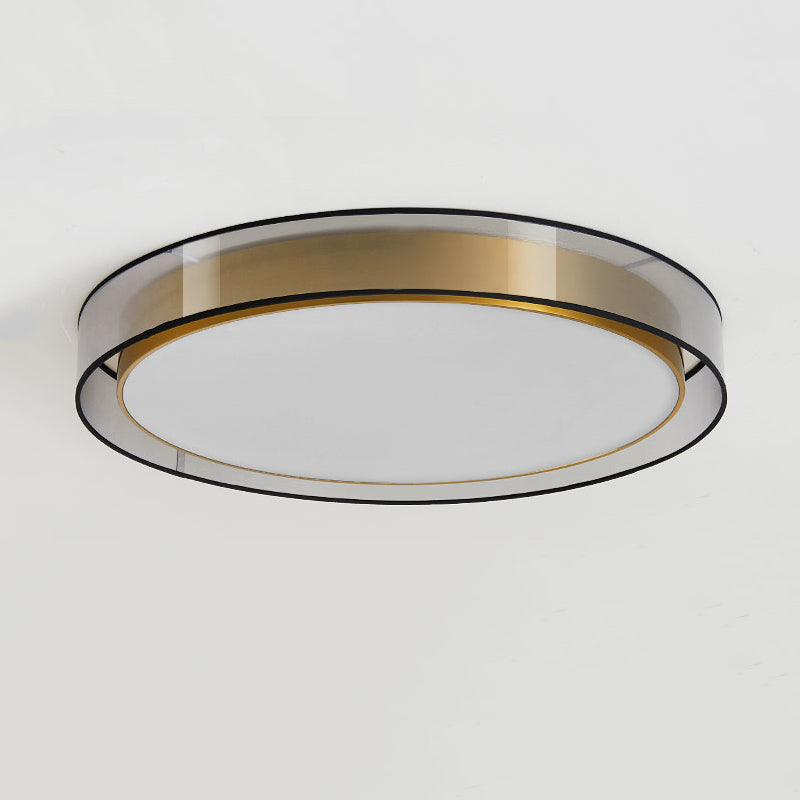 Interior LED Flush - Mount in Black and Gold Finish Round Iron & Plastic Ceiling Flush