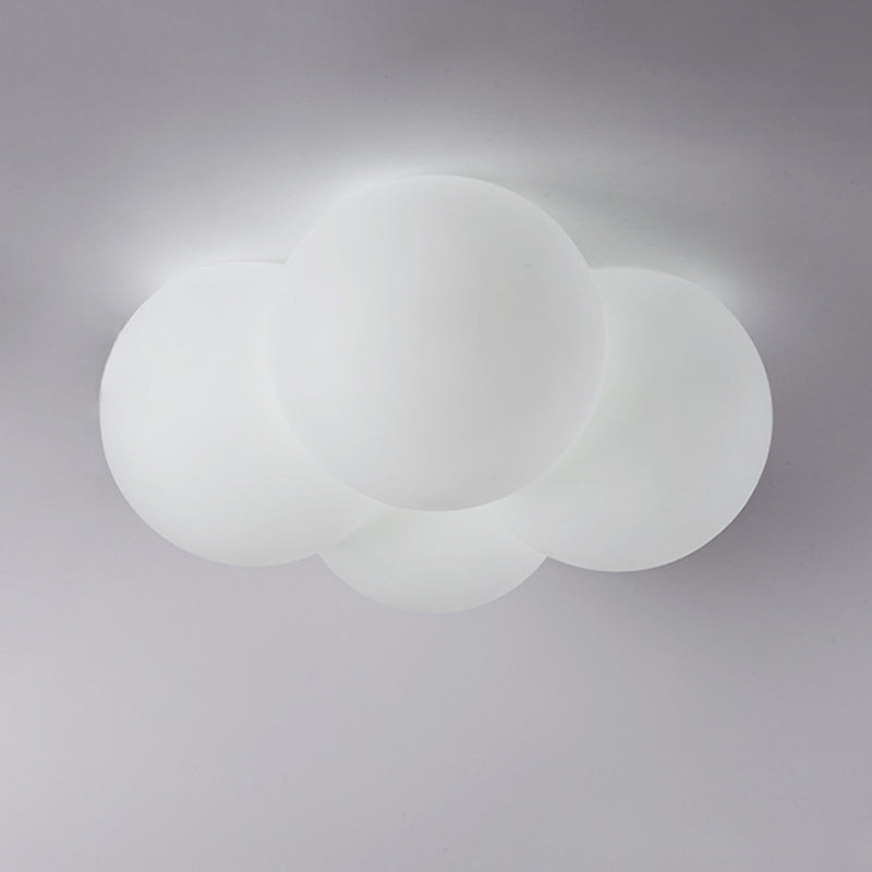 White 4 - Light Flush Mount Light Plastic Globe Kids Style Ceiling Flush Mount