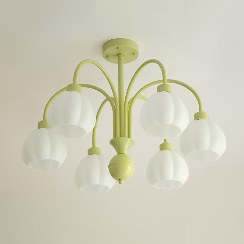 Glass Ceiling Lamp Creative Green Flush Mount Light Fixture for Bedroom