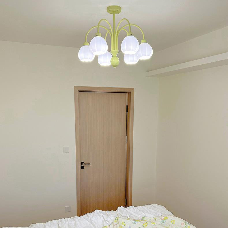 Glass Ceiling Lamp Creative Green Flush Mount Light Fixture for Bedroom