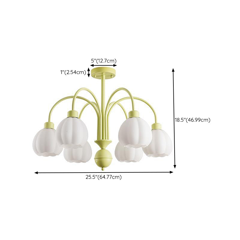 Glass Ceiling Lamp Creative Green Flush Mount Light Fixture for Bedroom