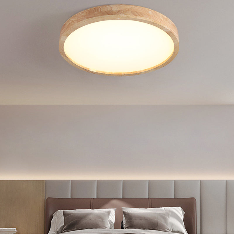 Modern Wood LED Flush Mount Geometric Shape Ceiling Light with Acrylic Shade