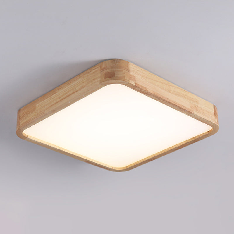 Modern Wood LED Flush Mount Geometric Shape Ceiling Light with Acrylic Shade