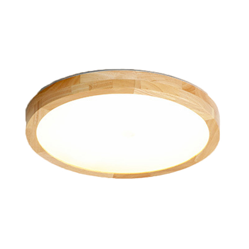 Modern Wood LED Flush Mount Geometric Shape Ceiling Light with Acrylic Shade