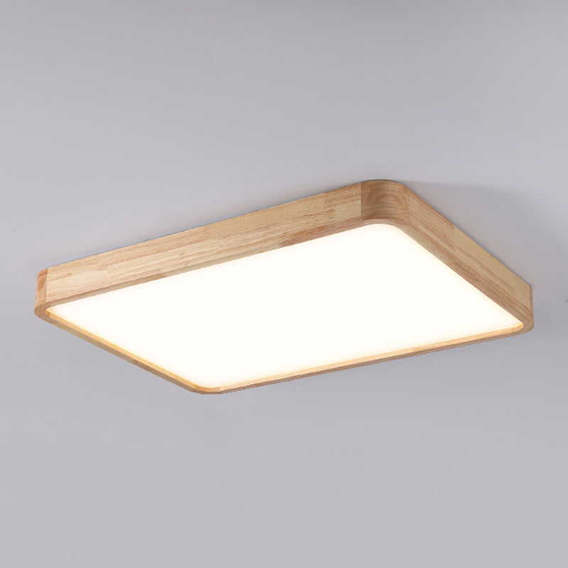 Modern Wood LED Flush Mount Geometric Shape Ceiling Light with Acrylic Shade