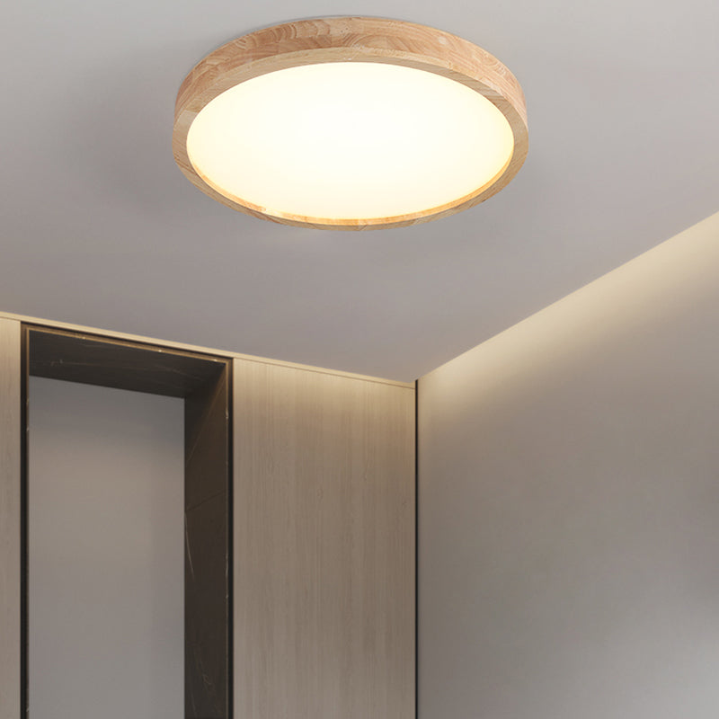 Modern Wood LED Flush Mount Geometric Shape Ceiling Light with Acrylic Shade