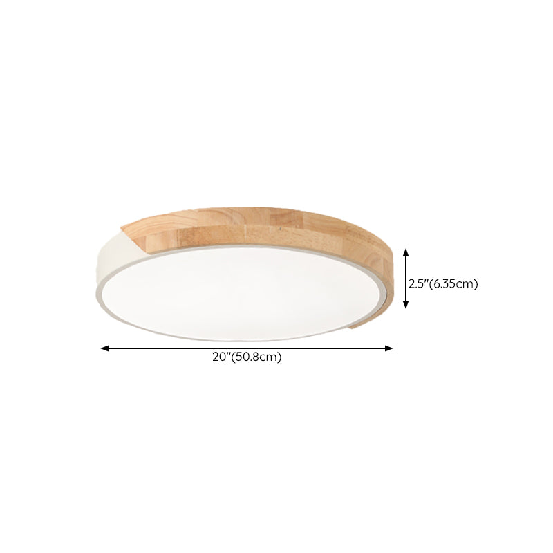 Modern Wood Flush Mount LED Geometric Shape Ceiling Light with Acrylic Shade